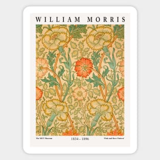 William Morris Exhibition Textile Design - Pink and Rose Pattern Sticker